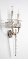 Pair Murano Style Silvered Metal and Glass Two Light Wall Sconces