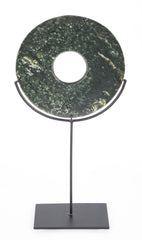 19th Century Chinese Jade Bi Disc on Custom Steel Base
