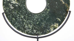 19th Century Chinese Jade Bi Disc on Custom Steel Base