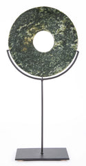 19th Century Chinese Jade Bi Disc on Custom Steel Base