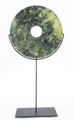 19th Century Chinese Jade Bi Disc on Custom Steel Base