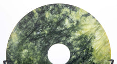 19th Century Chinese Jade Bi Disc on Custom Steel Base