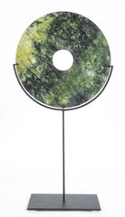 19th Century Chinese Jade Bi Disc on Custom Steel Base