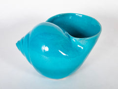Turquoise Blue Glazed Sea Shell Vase Jardiniere Planter
