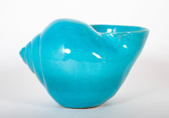Turquoise Blue Glazed Sea Shell Vase Jardiniere Planter
