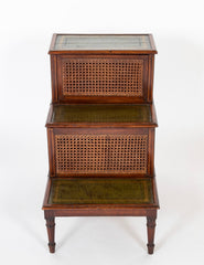 English Regency Mahogany Bed Stairs with Leather Steps & Original Caning