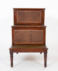 English Regency Mahogany Bed Stairs with Leather Steps & Original Caning
