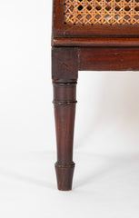 English Regency Mahogany Bed Stairs with Leather Steps & Original Caning