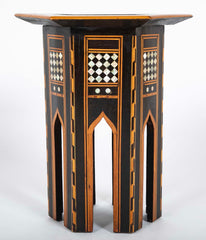 Moroccan Hexagonal Table with Mother-of-Pearl, Ebony and Fruitwood Inlay