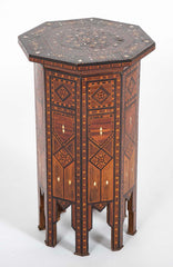 Syrian Octagonal Side Table With Ebony, Rosewood and Bone Inlay