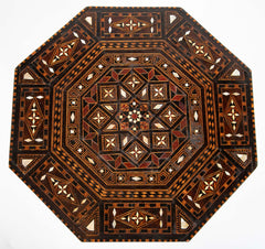 Syrian Octagonal Side Table With Ebony, Rosewood and Bone Inlay