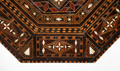 Syrian Octagonal Side Table With Ebony, Rosewood and Bone Inlay