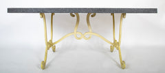 Dorothy Draper Steel Top Table on Wrought Iron Base with Original Paint