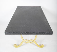 Dorothy Draper Steel Top Table on Wrought Iron Base with Original Paint