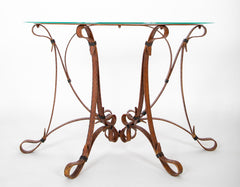 Iron Glass Top Console Table