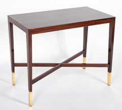 Mid-Century French Rosewood Table with Brass Sabots