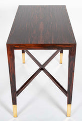 Mid-Century French Rosewood Table with Brass Sabots