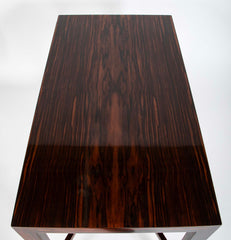 Mid-Century French Rosewood Table with Brass Sabots