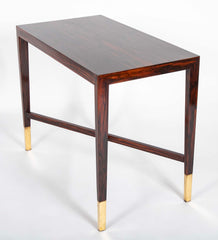 Mid-Century French Rosewood Table with Brass Sabots