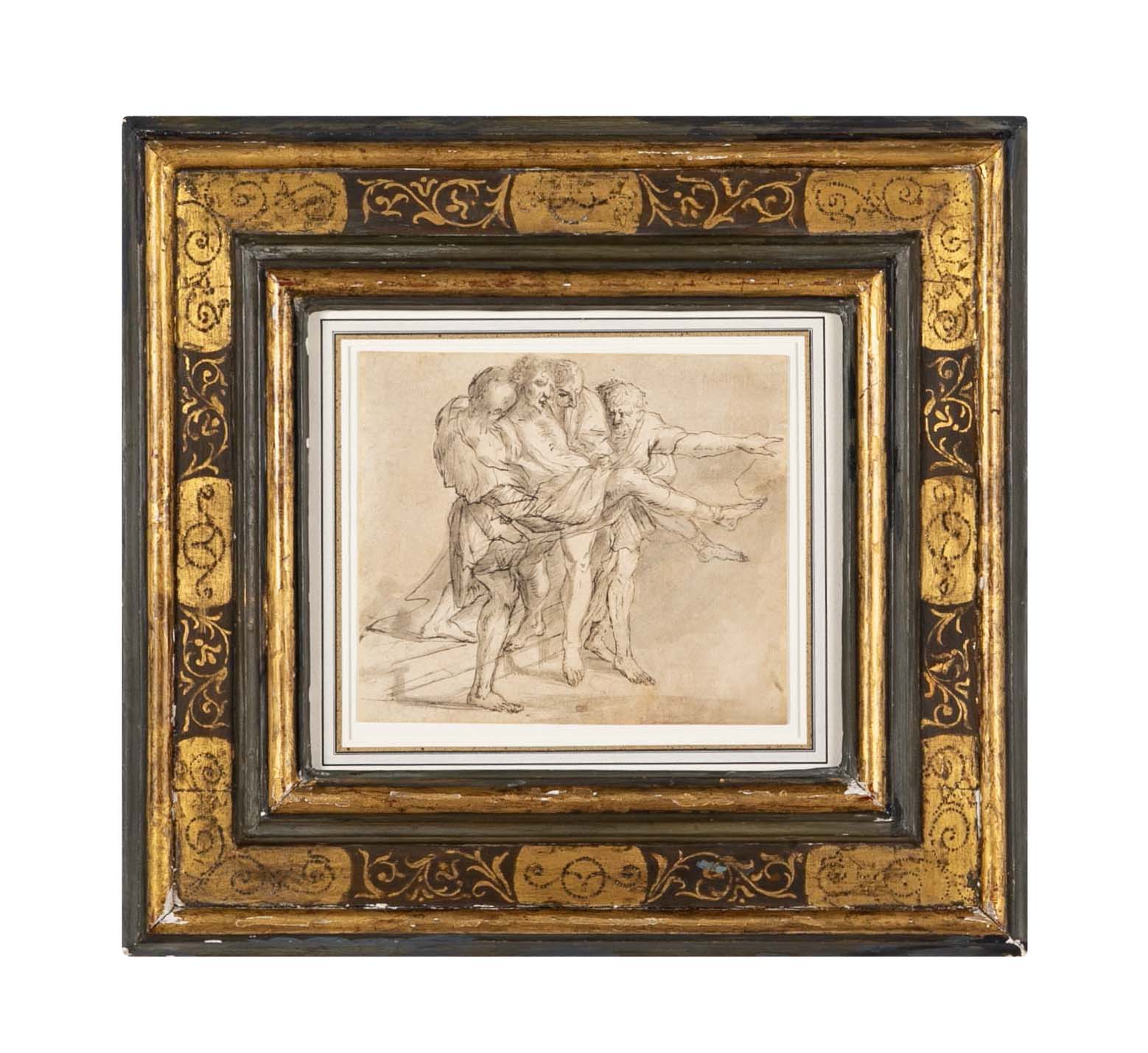 "The Body of Sinorix Carried Away" 17th Century Drawing Attributed to Pietro Testa