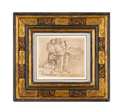 "The Body of Sinorix Carried Away" 17th Century Drawing Attributed to Pietro Testa