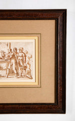17th Century Italian Baroque Drawing of Rebecca at the Well, Framed Ink Wash