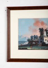 Pair 18th or 19th Century Italian Grand Tour Gouaches of Vesuvius, Bay of Naples