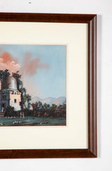 Pair 18th or 19th Century Italian Grand Tour Gouaches of Vesuvius, Bay of Naples