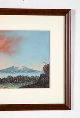 Pair 18th or 19th Century Italian Grand Tour Gouaches of Vesuvius, Bay of Naples