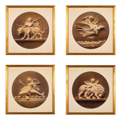 Set of 4 Albumen Silver Prints of Betel Thorvaldsen's "Cupid's Reign Over the Four Elements""