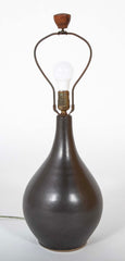 Jane and Gordon Martz Mid-Century Ceramic Lamp with Chocolate Glaze