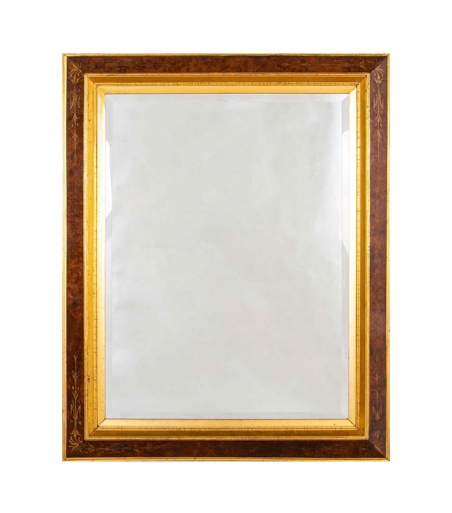 Italian Burlwood Frame with Incised Gilt Decoration and Molding