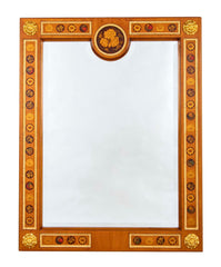 Italian Inlaid Mirror with Gilt Wood and Gilt Bronze.