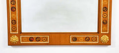 Italian Neoclassical Fruitwood Mirror with Floral, Butterfly and Shell Inlay
