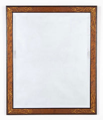 Pair of Burlwood Framed Mirror with Ebonized Borders and Incised Gilt Decorations