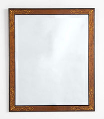 Pair of Burlwood Framed Mirror with Ebonized Borders and Incised Gilt Decorations