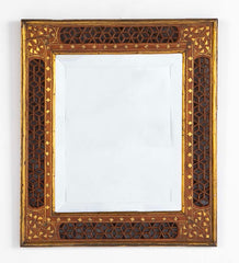 Set of 3 Anglo Indian Hardwood Framed Mirrors with Open Fretwork and Brass Inlay