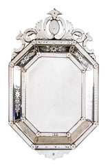 19th Century Venetian Octagonal Cut and Etched Glass Mirror