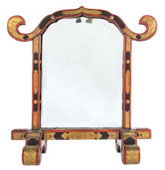 19th Century Japanese Red & Black Lacquer Table Mirror with Gilt Brass Mounts