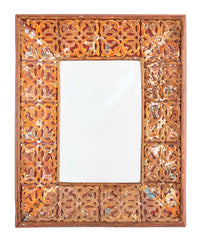 18th Century Spanish Colonial Carved and Painted Frame with Mirror