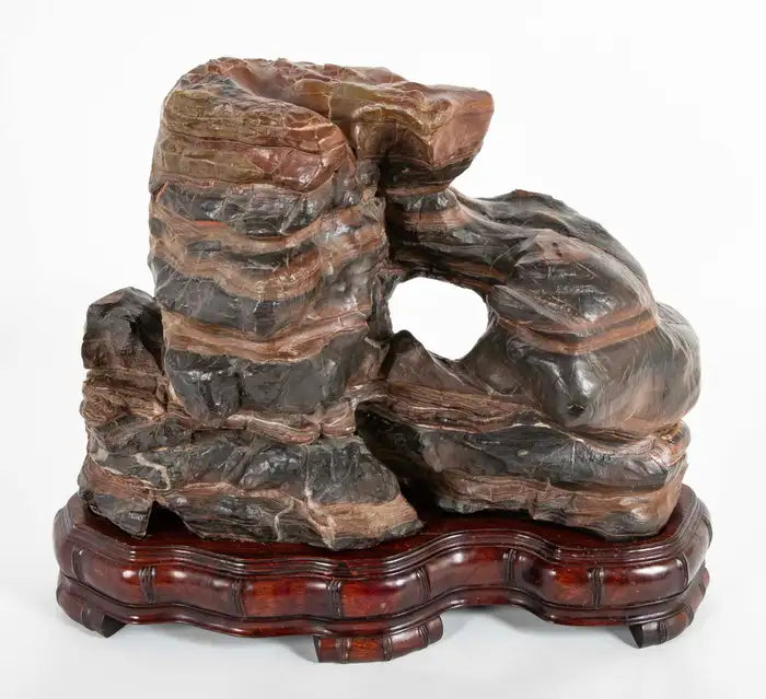 Chinese Scholars Rock on Custom Hardwood Base