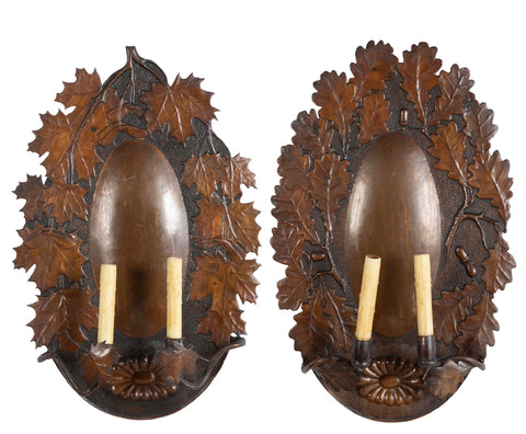 Pair of Dutch Baroque Style Copper Repousse Sconces