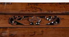 19th Century Chinese Hardwood Pedestal Stand with Carved Bat Motifs