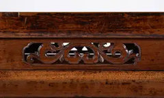 19th Century Chinese Hardwood Pedestal Stand with Carved Bat Motifs