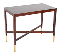 Mid-Century French Rosewood Table with Brass Sabots