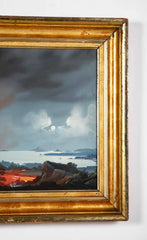 Italian Grand Tour Gouache of Mount Vesuvius Erupting at Night