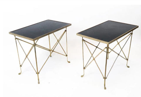 Pair of Gilt Bronze & Black Marble Side Tables in the Manner of Maison Jansen