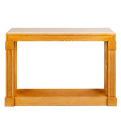A Custom Made Modernist Cerused Beech Console with Travertine Top