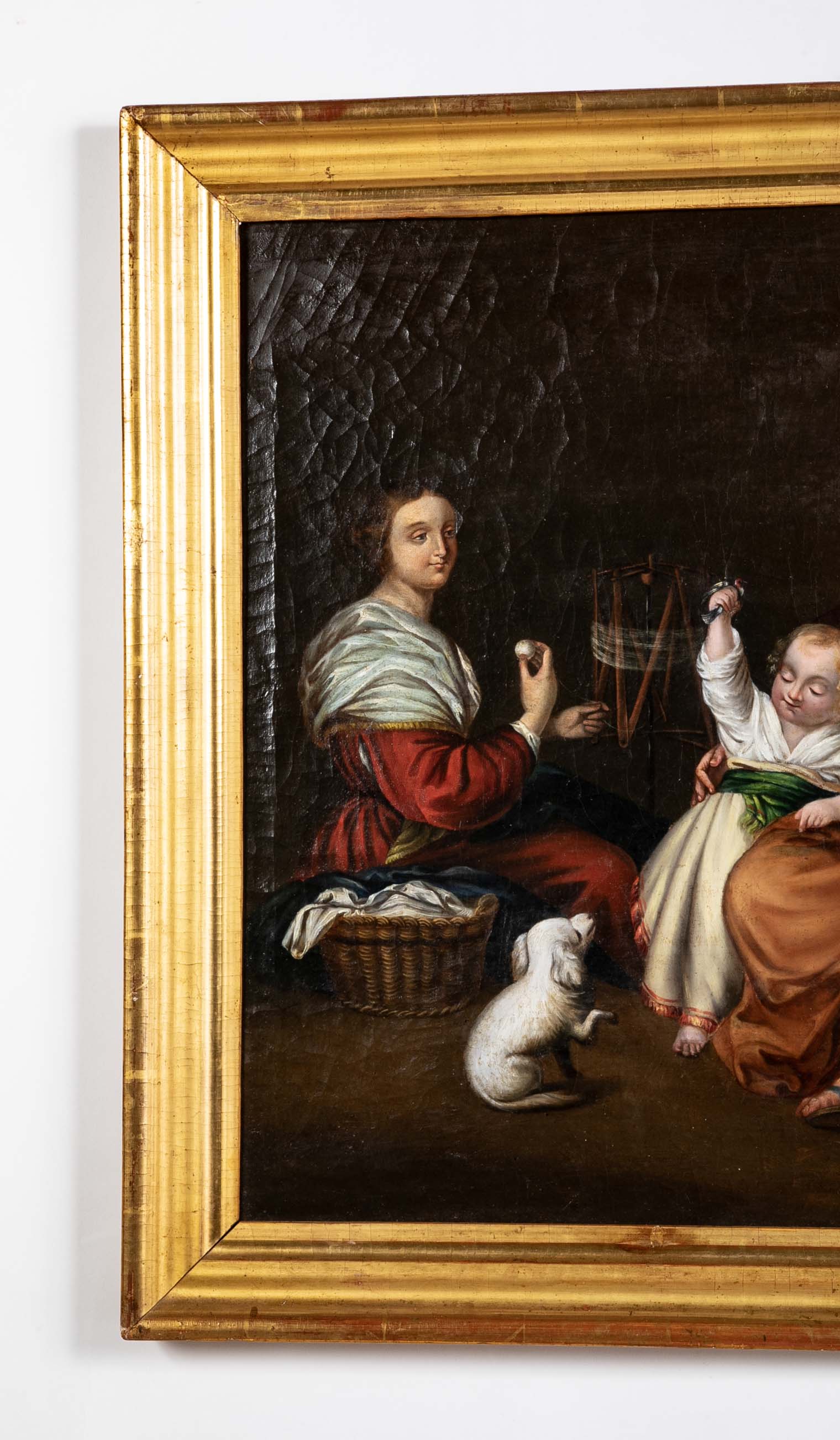 Oil Painting of a Family with a Dog