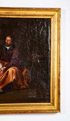 Oil Painting of a Family with a Dog